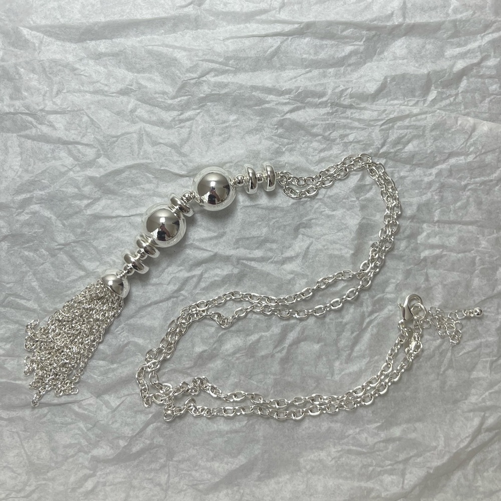 Joan Rivers Sterling Silver Long Chain Tassel Necklace
